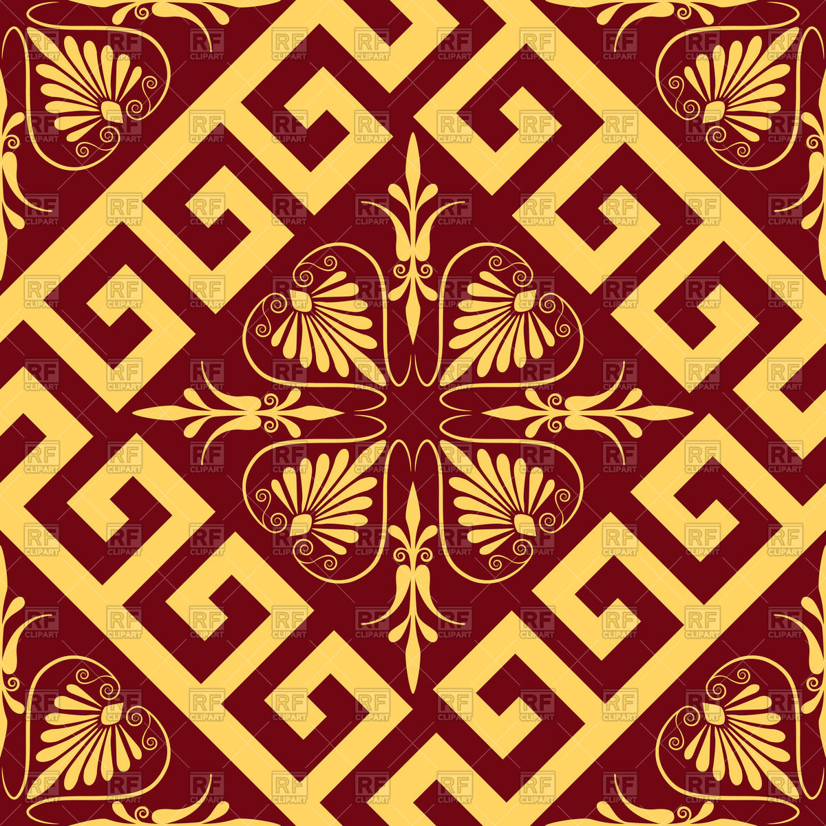 Seamless Traditional Golden Square Greek Ornament 1200x1200 Seamless Traditional Golden Square Greek Ornament