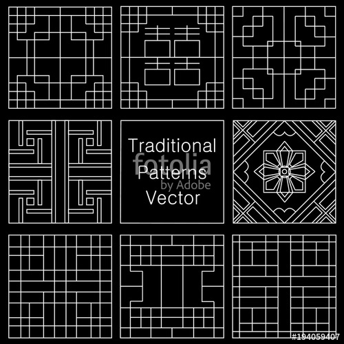 Vector Design Korea Traditional Pattern Set Asia Pattern 500x500 Vector Design Korea Traditional Pattern Set Asia Pattern