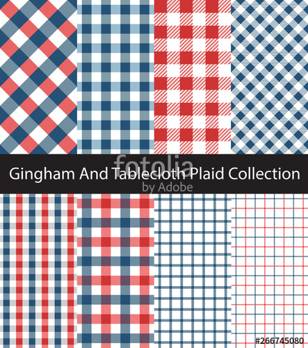 443x500 Collection Of Blue And Red Gingham Tablecloth Patterns Seamless