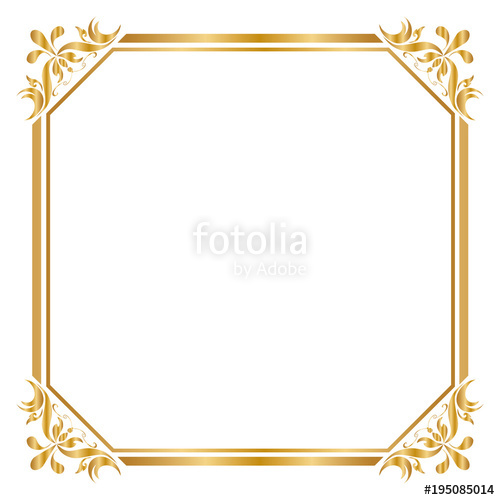500x500 Decorative Frame And Border, Square, Golden Frame On White