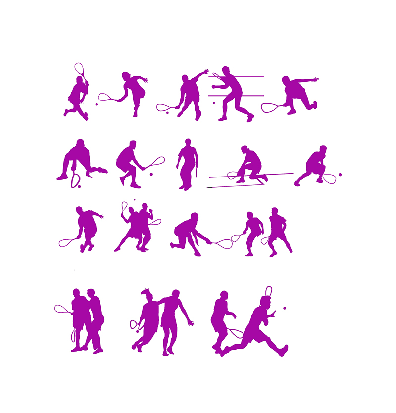 800x833 Squash Players Vector Silhouettes