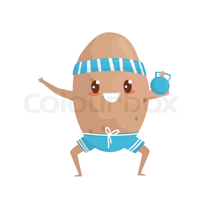 800x800 Funny Potato Doing Squat Exercises Stock Vector Colourbox