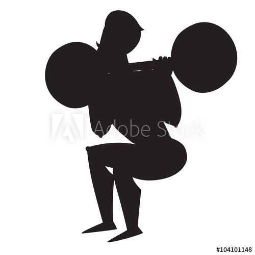 500x500 Silhouette Vector Illustration Squats Exercise Cartoon Style