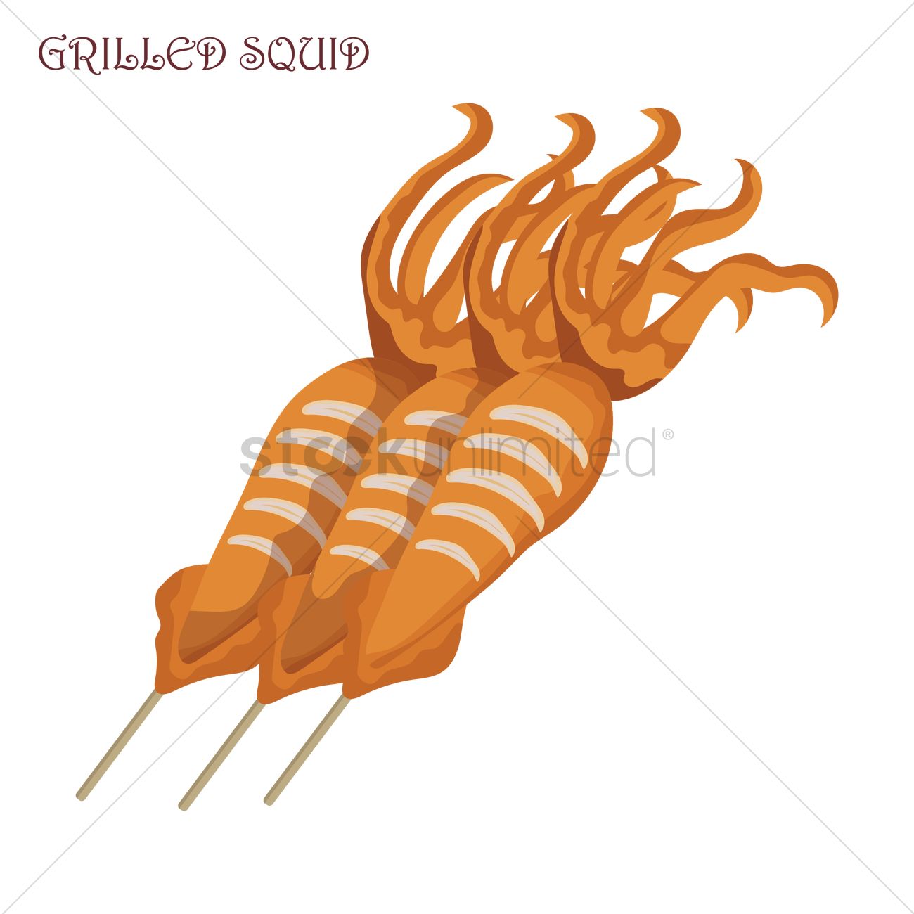 1300x1300 Grilled Squid Vector Image