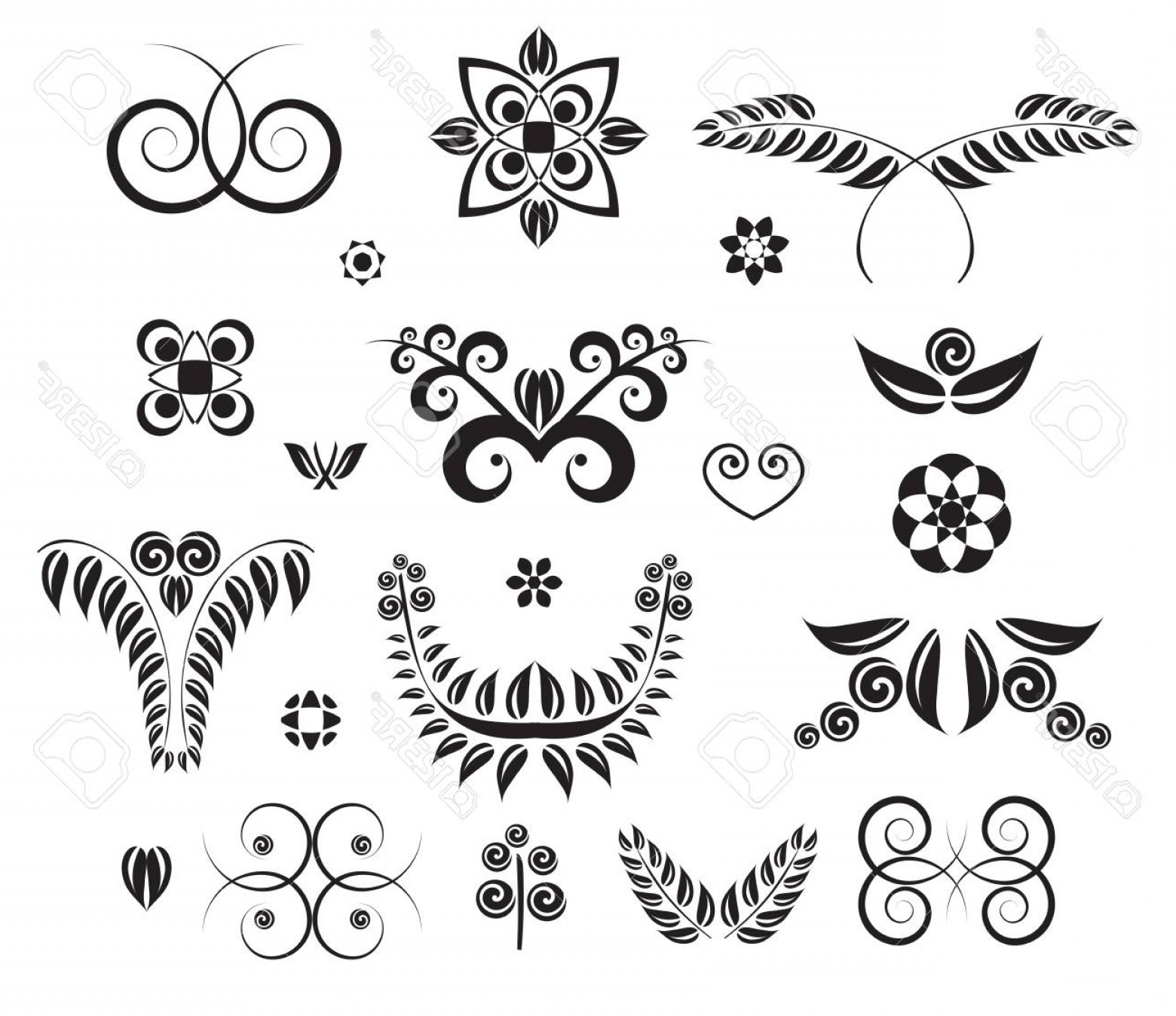 1560x1348 Photostock Vector Set Of Design Elements Curls Spirals Banner