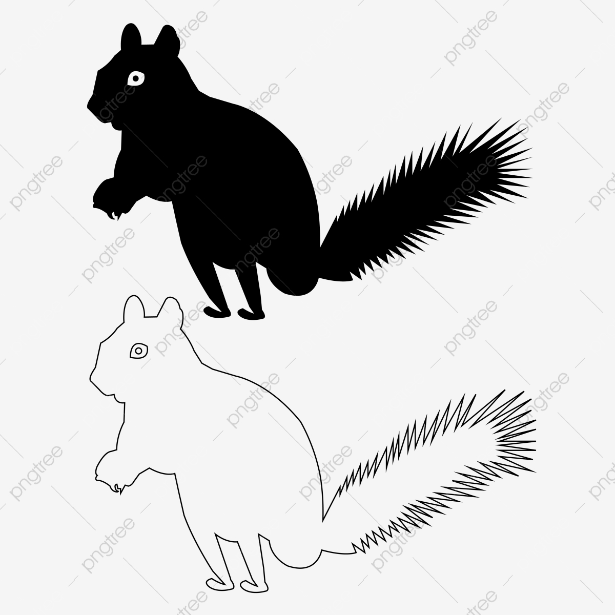 1200x1200 Squirrel Silhouette Outline Vector Icon Set, Squirrel