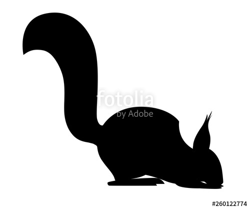 500x417 Black Silhouette Cute Little Squirrel Sit On Floor Side View