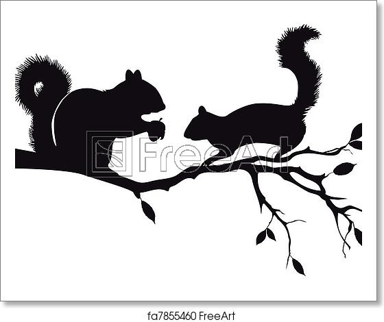 560x470 Free Art Print Of Squirrels On Tree, Vector Squirrels On Tree