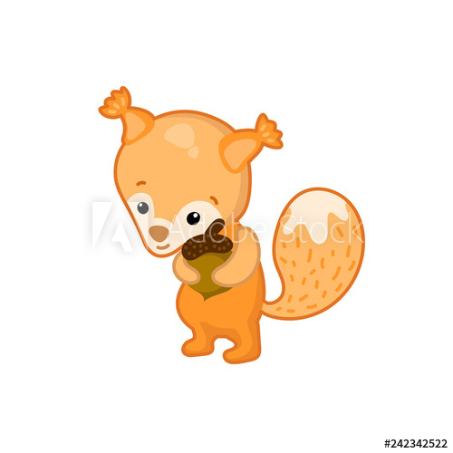 500x500 Lovely Squirrel Vector Illustration On White Background Woodland