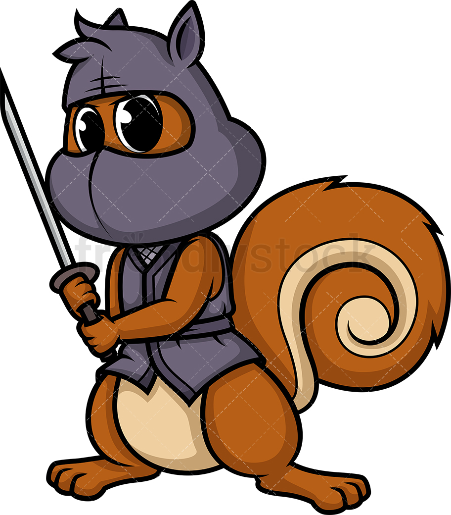 912x1040 Ninja Squirrel Cartoon Clipart Vector