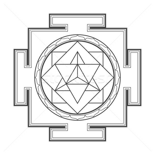 600x600 Monocrome Outline Merkaba Yantra Illustration Vector Illustration