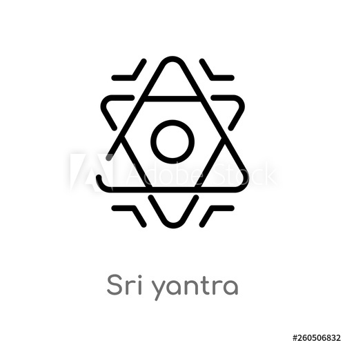 500x500 Outline Sri Yantra Vector Icon Isolated Black Simple Line Element
