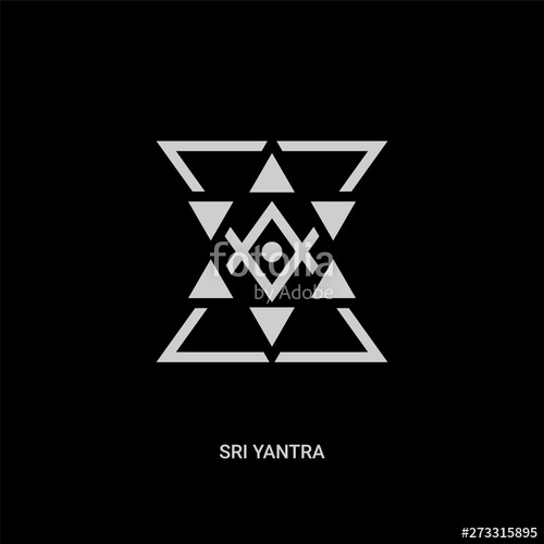 500x500 White Sri Yantra Vector Icon On Black Background Modern Flat Sri