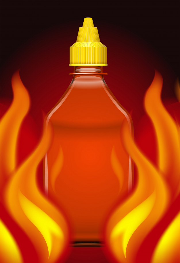 626x916 Sriracha Hot Chilli Sauce On Fire Vector Premium Download