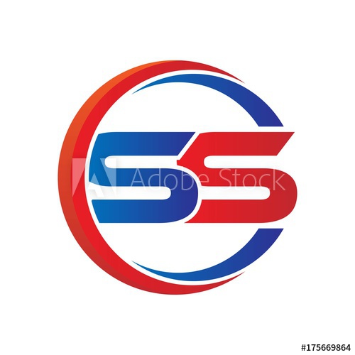 500x500 Ss Logo Vector Modern Initial Swoosh Circle Blue And Red