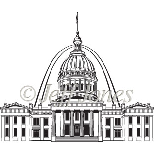 311x311 Old Courthouse And St Louis Arch Vector Art Illustration