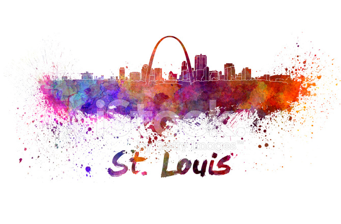 670x440 St Louis Skyline In Watercolor Stock Vector