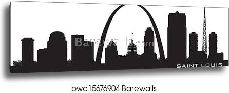 446x181 Saint Louis Missouri City Skyline Vector Silhouette, Canvas Print