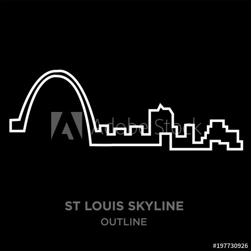 500x500 White Border St Louis Skyline Outline On Black Background, Vector