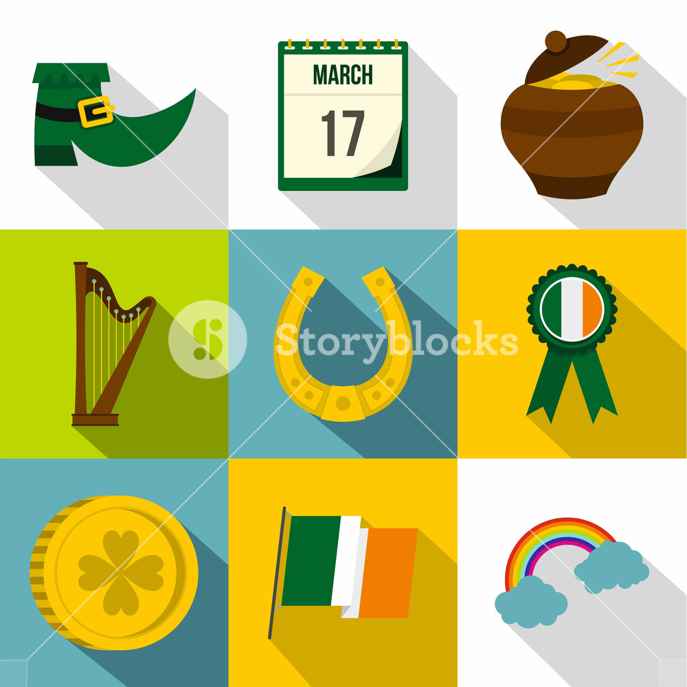 1000x1000 Happy St Patricks Day Icon Set Flat Style Set Of Happy St