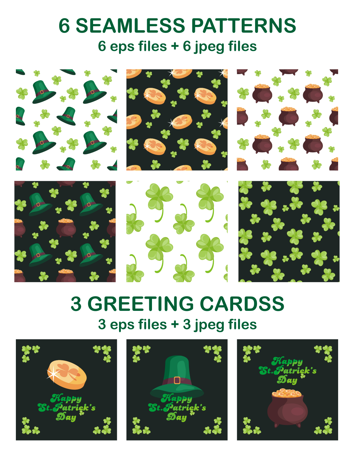 1160x1521 Happy St Patricks Day Vector Clip Arts And Seamless Patterns