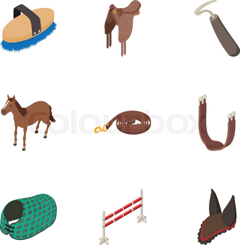 783x800 Horse Stable Icons Set Isometric Set Stock Vector Colourbox