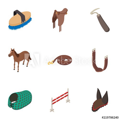 500x500 Horse Stable Icons Set Isometric Set Of Horse Stable Vector