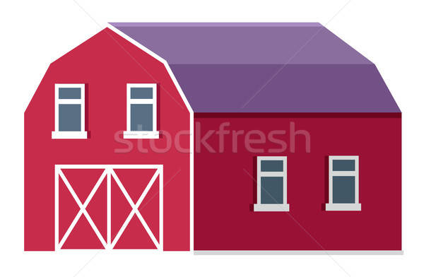 600x392 Rural Farm Or Ranch Barn Or Stable Flat Vector Vector Illustration