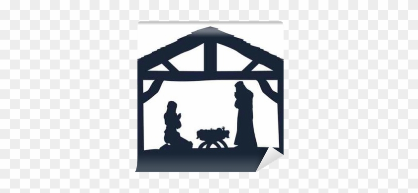 840x389 Christian Nativity Christmas Scene Silhouettes Wall