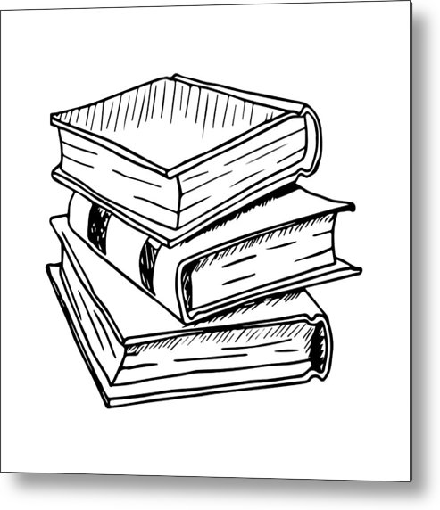 493x572 Hand Drawn Stack Of Books Vector Metal Print