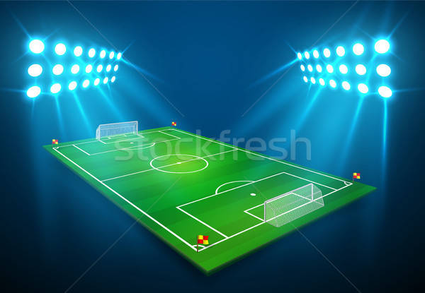 600x415 An Illustration Of Football Soccer Field With Bright Stadium