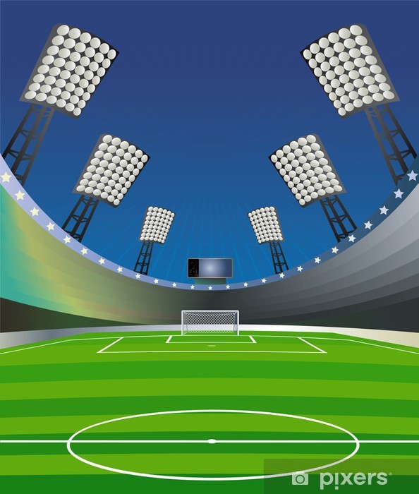 594x700 Soccer Illustration With Stadium Vector Illustration Wall Mural
