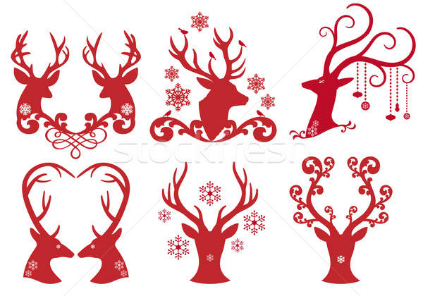 600x420 Christmas Deer Stag Heads, Vector Vector Illustration Beaubelle