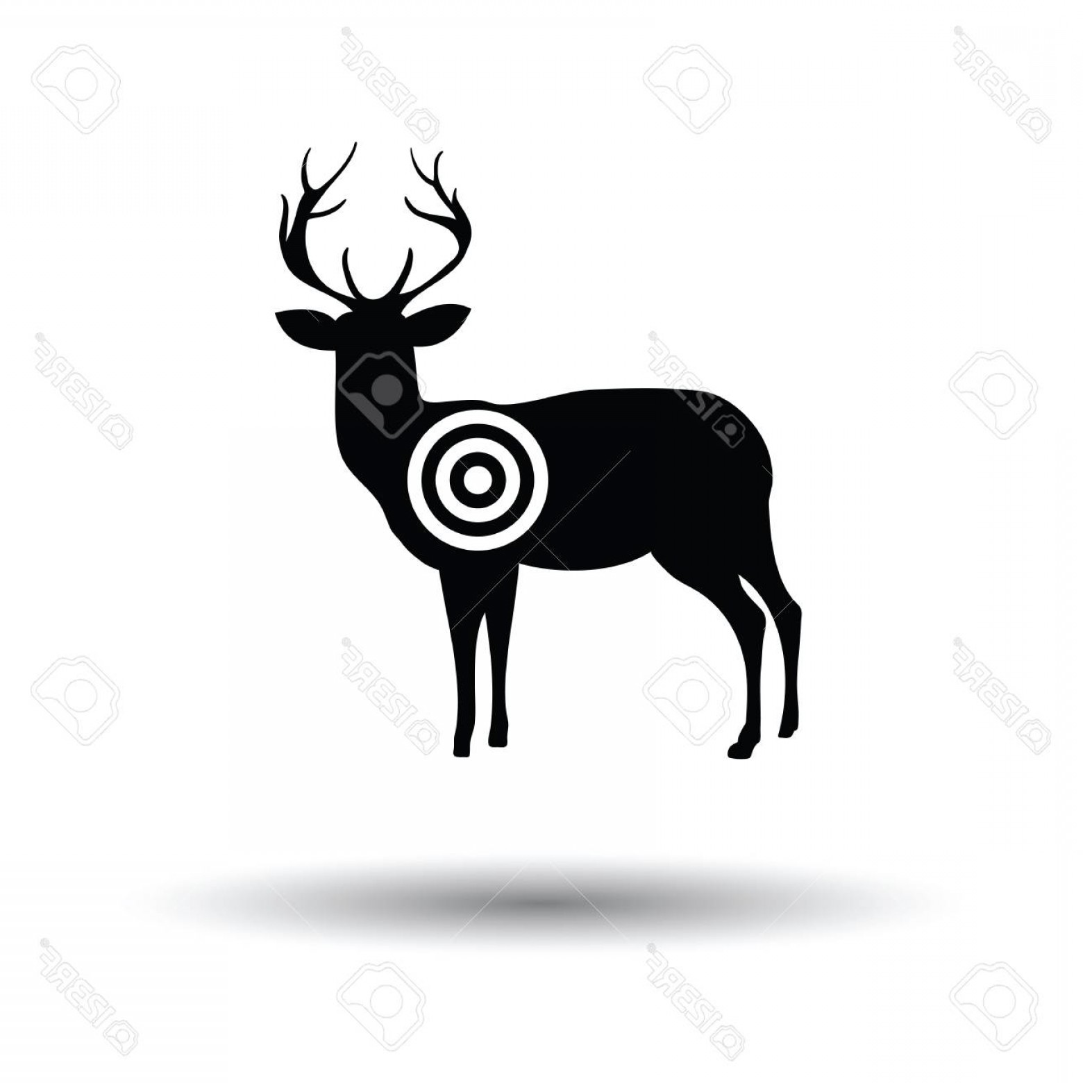 Photostock Vector Deer Silhouette With Target Icon White 1560x1560 Photostock Vector Deer Silhouette With Target Icon White
