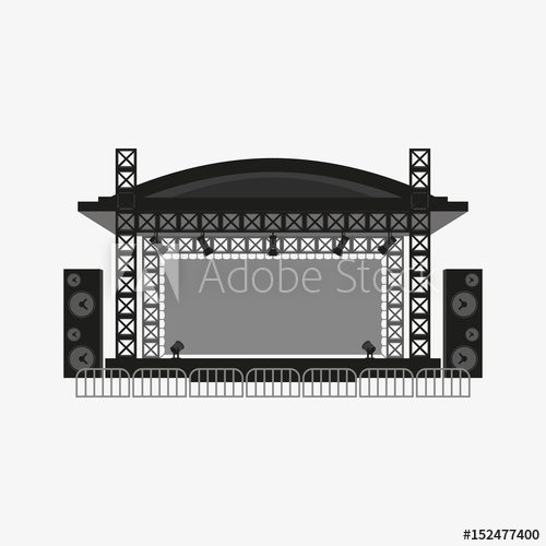 500x500 Outdoor Concert Stage Vector Illustration