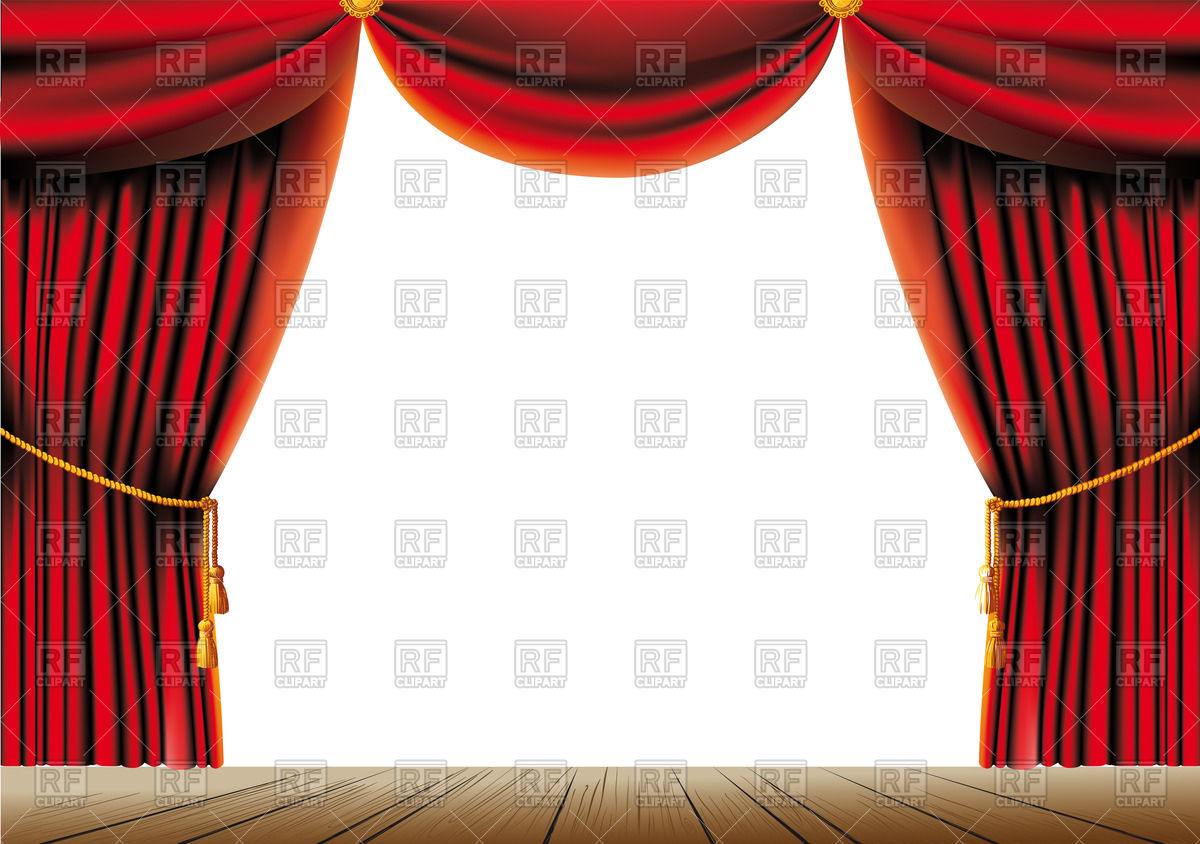 1200x844 Red Theater Curtain With Tassels And Cord On A Stage Vector Image