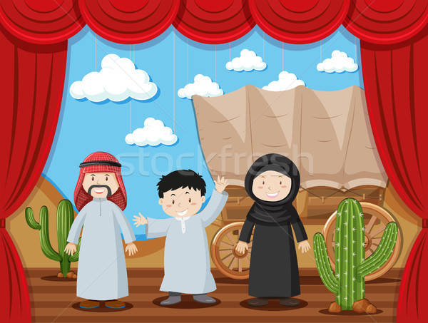 600x453 Arab Family On Stage Vector Illustration Daniel Cole