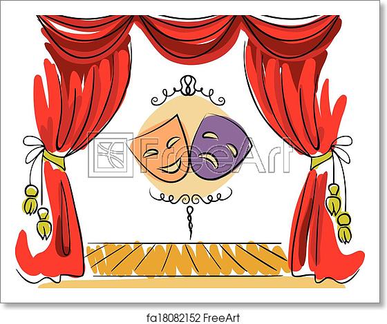 560x470 Free Art Print Of Theater Stage Vector Illustration Theater Stage