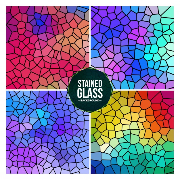 626x626 Multicolor Broken Stained Glass Background Set Vector Premium