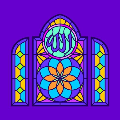 490x490 Allah Stained Glass Window Vector