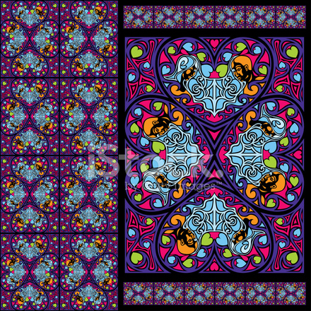 440x440 Valentine's Day Stained Glass Vector Ornament Stock Vector