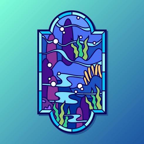 490x490 Under Sea Stained Glass Window Vector