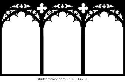 426x280 Church Stained Glass Gothic Window, Vector Illustration, Graphic