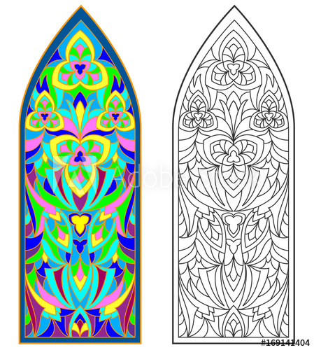 449x500 Colorful And Black And White Pattern Of Gothic Stained Glass