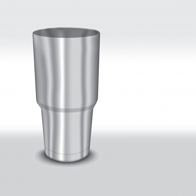 626x626 Glass Of Water And Coffee Made Of Stainless Steel Vector