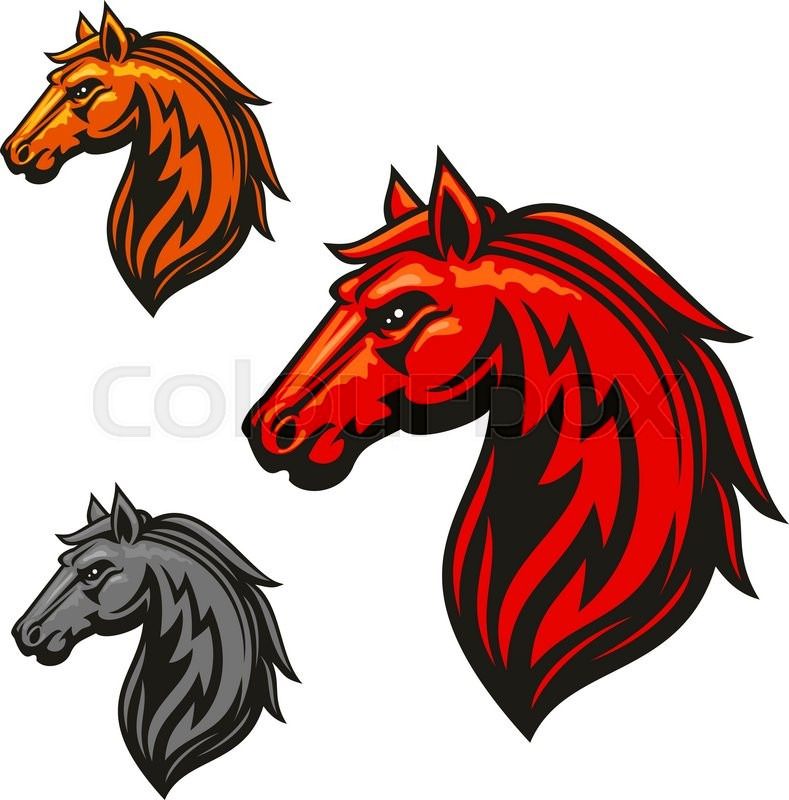 789x800 Fire Horse Stallion Heraldic Emblems Stock Vector Colourbox