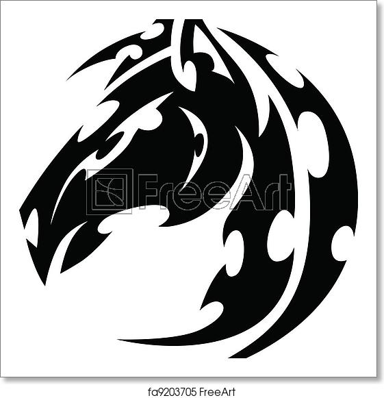 561x581 Free Art Print Of Mustang Stallion Horse Tribal Tattoo Vector