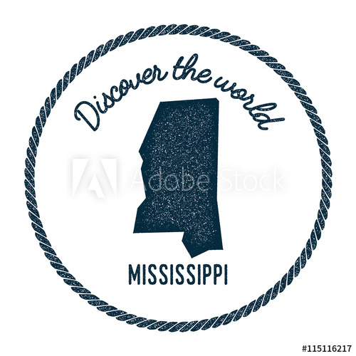 500x500 Mississippi Map In Vintage Discover The World Rubber Stamp