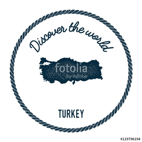 500x500 Vintage Discover The World Rubber Stamp With Turkey Map Hipster
