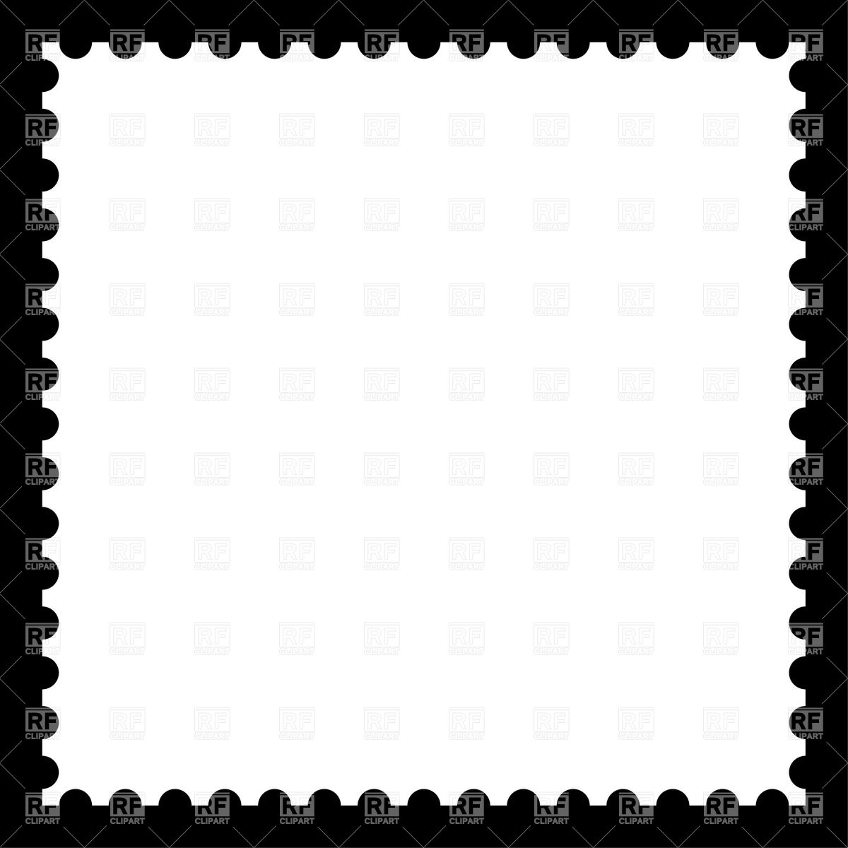 1200x1200 White Blank Postage Stamp On Black Vector Image Of Borders